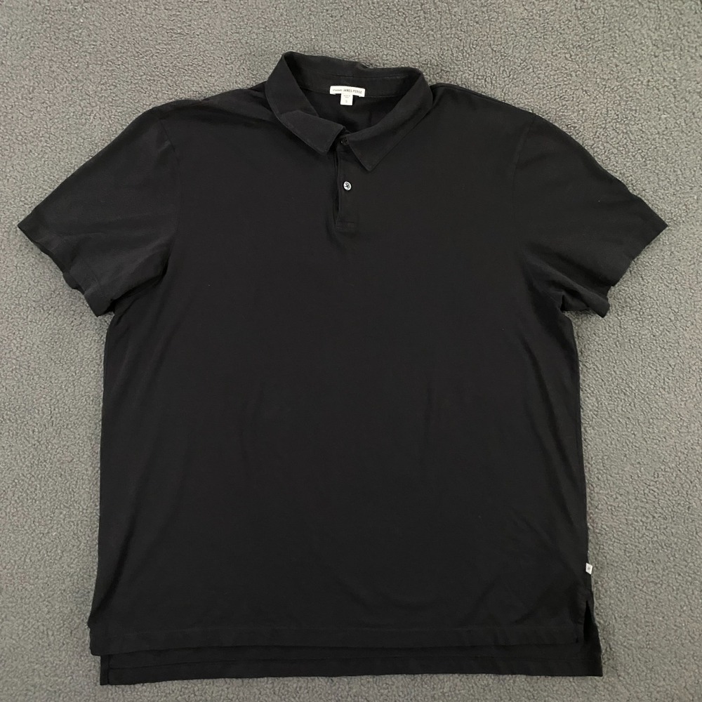 James Perse Polo Shirt Mens 2XL, 5 Short Sleeve Supima Cotton Black Basic